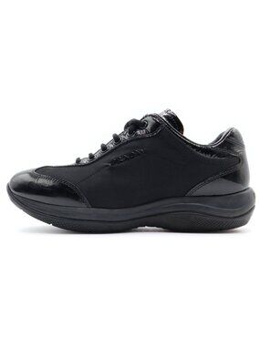 Prada Low Cut Sneakers Enamel Black
